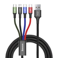  Baseus Baseus Fast 4 az 1-ben USB-kbel 2xUSB-C / Lightning / Micro 3,5A 1,2 m (fekete)