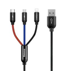  Baseus Baseus 3 az 1-ben USB-C / Lightning / Micro-USB kbel, 3A, 1,2 (fekete)