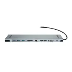  Baseus Baseus Enjoyment 11 az 1-ben adapter, HUB USB-C - 2x HDMI, 3x USB 3.0, VGA, RJ45, USB-C PD, SD / microSD, 3,5 mm-es csatlakoz