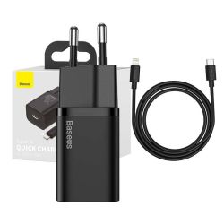  Baseus Baseus Super Si USB-C gyorstlt, 20W, 1 m-es USB-C-Lightning kbellel (fekete)