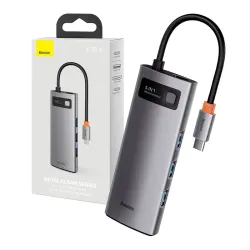  Baseus Baseus Metal Gleam Series 5 az 1-ben hub, USB-C - 3x USB 3.0 + HDMI + USB-C PD (szrke)