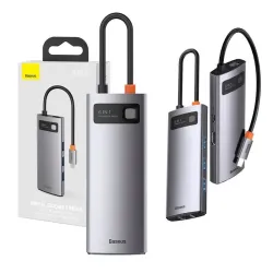  Baseus Baseus Metal Gleam Series 6 az 1-ben hub, USB-C - 3x USB 3.0 + HDMI + USB-C PD + Ethernet RJ45 (szrke)