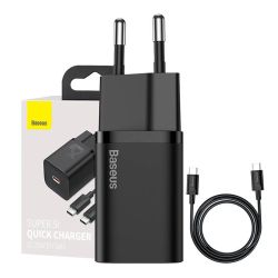  Baseus Baseus Super Si 1C 25W gyorstlt adapter 1 m-es USB-C-USB-C kbellel (fekete)