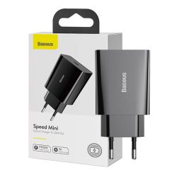  Baseus Baseus Speed Mini gyorstlt, USB + USB-C, PD, 3A, 20 W (fekete)
