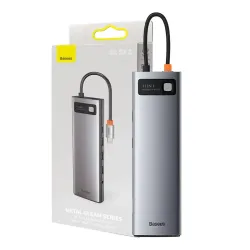  Baseus Baseus Metal Gleam Series 11 az 1-ben hub, USB-C - 3x USB 3.0 + 2x HDMI + USB-C PD + Ethernet RJ45 + microSD / SD + VGA + AUX