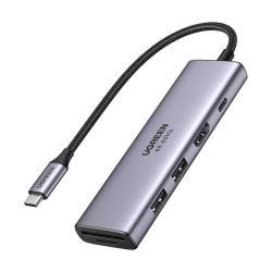  UGREEN UGREEN Revodok CM511 5 az 1-ben Adapter, USB-C 2x USB, HDMI, USB-C, TF/SD (szrke)