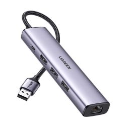  UGREEN UGREEN 5 az 1-ben USB-A 3x USB 3.0 + RJ45 + USB-C adapter (szrke)