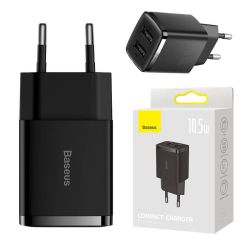  Baseus Baseus Compact gyorstlt, 2x USB, 10.5W (fekete)