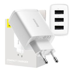  Baseus Baseus kompakt gyorstlt, 3x USB, 17W (fehr)