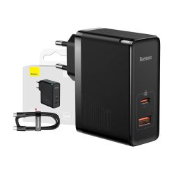  Baseus Baseus GaN USB-C + USB fali tlt, 100W + 1m kbel (fekete)