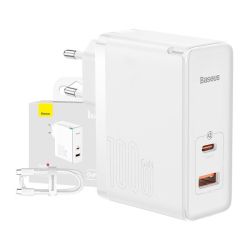  Baseus Baseus GaN5 Pro USB-C + USB hlzati tlt, 100W + 1m kbel (fehr)