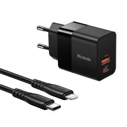  Mcdodo Mcdodo CH-1952 USB + USB-C, 20W hlzati tlt + USB-C Lightning kbel (fekete)