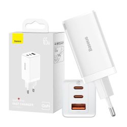  Baseus Baseus GaN5 Pro hlozati tlt, 2xUSB-C + USB, 65W (fehr)