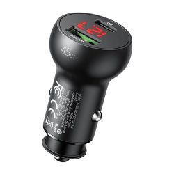  Mcdodo Mcdodo auts tlt CC-7030, USB + USB-C, kijelzvel, 45W (fekete)