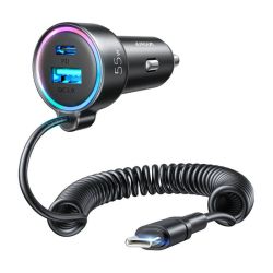  Joyroom Joyroom auts tlt JR-CL07, 3in1, 1xUSB 1xUSB-C + USB-C kbel 55W (fekete)
