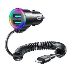  Joyroom Joyroom auts tlt JR-CL25, 2x USB + Lightning kbel (fekete)