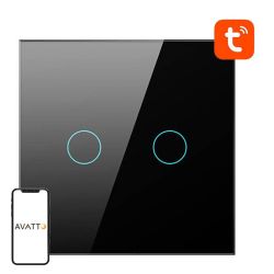  Avatto Smart Light Switch ZigBee Avatto LZTS02-EU-B2 2 Way No Neutral TUYA (black)