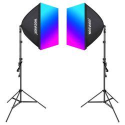  Neewer Neewer NK800 kszlet kt softbox + izzk RGB 24W 2700-6500K + llvnyok + pajzsok