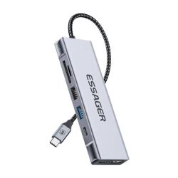  Essager Essager EHB08-QK0G-Z dokkollloms, HDMI, 2xUSB-A, SD krtya, TF krtya (szrke)