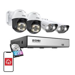  ZOSI IP Camera ZOSI 2 pcs C296 WiFi 5MP & 2 pcs C182 WiFi 8MP + NVR 8ch + 2TB HDD