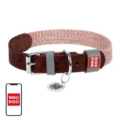  Waudog Kutyanyakrv termszetes brbl s jrahasznostott anyagbl, QR kddal Waudog mret L, szlessg 25 mm, barna