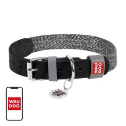  Waudog Kutyanyakrv termszetes brbl s jrahasznostott anyagbl, QR kddal Waudog S mret, szlessg 15 mm, fekete